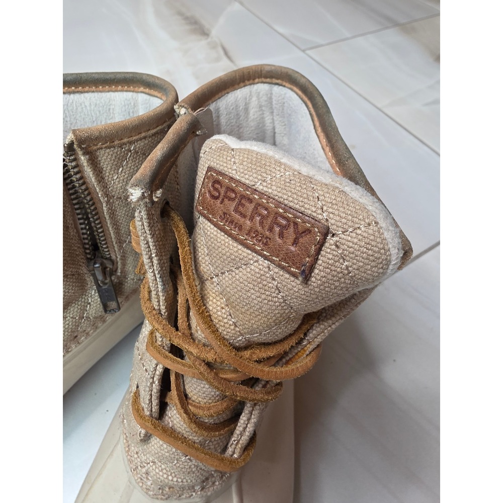Sperry Top-Sider Saltwater Duck Boots Womens 7.5 Tan Quilted Canvas STS99071 A2 - Picture 3 of 16